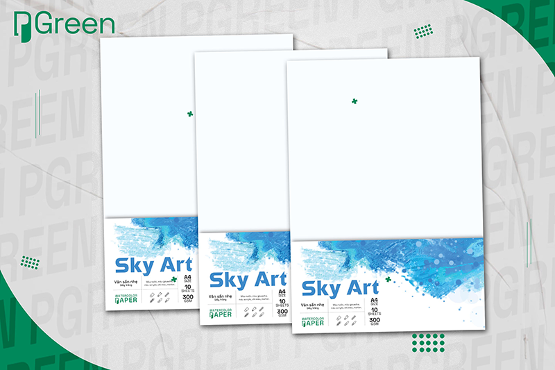 a group of white paper with blue and green text