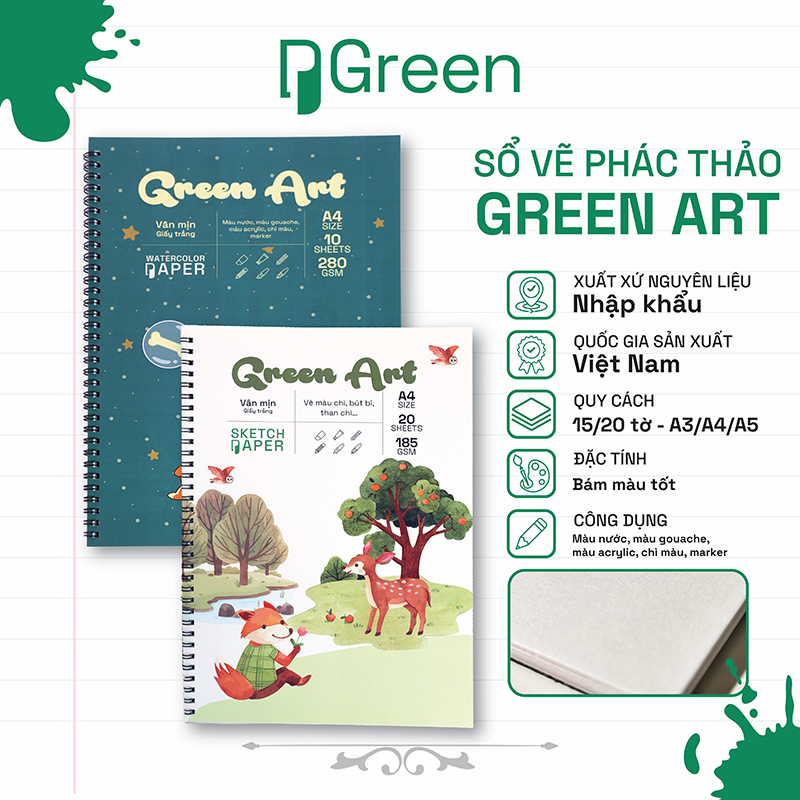Sổ vẽ Green Art (185gsm & 280gsm)