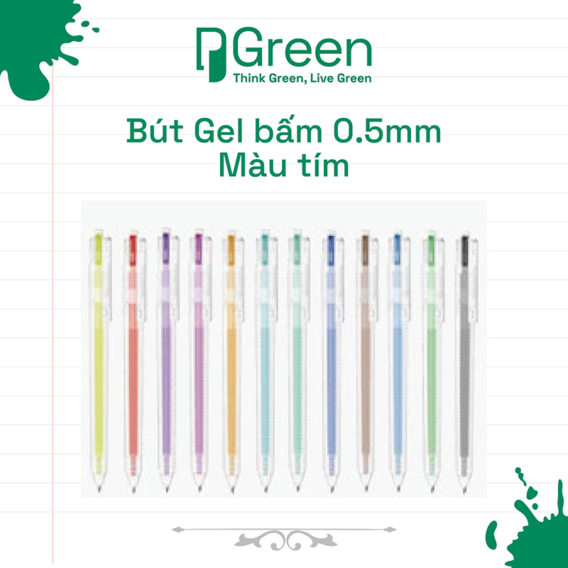 Bút Gel bấm 0.5mm Màu tím
