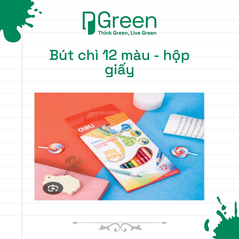 Bút chì 12 màu - hộp giấy
