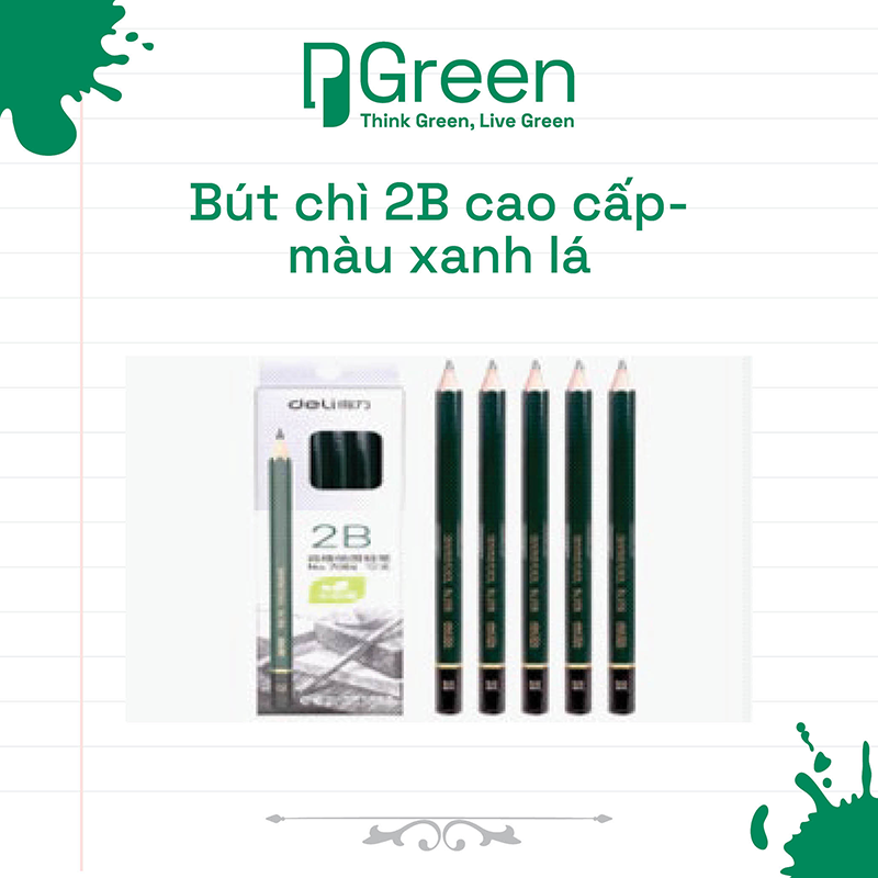 Bút chì 2B cao cấp-màu xanh lá