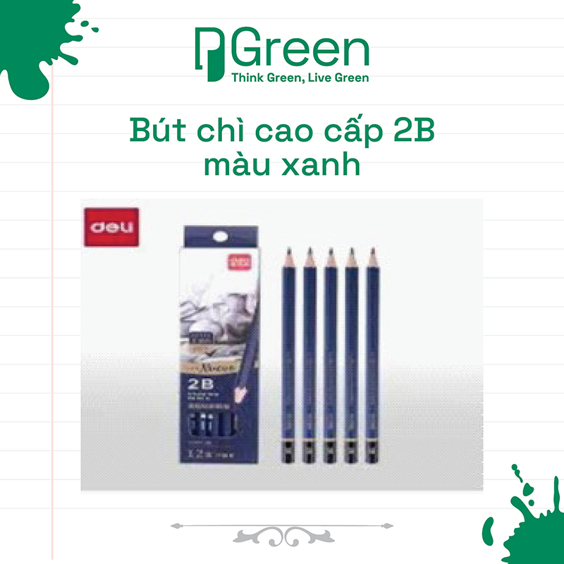 Bút chì cao cấp 2B màu xanh