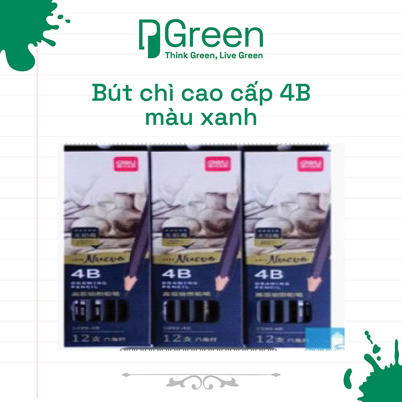 Bút chì cao cấp 4B màu xanh