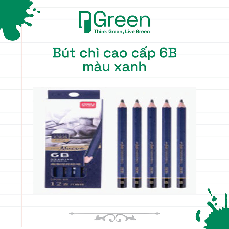 Bút chì cao cấp 6B màu xanh