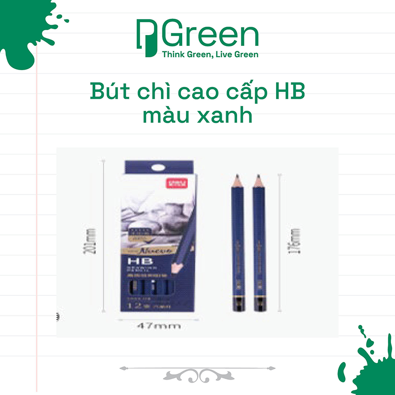 Bút chì cao cấp HB màu xanh