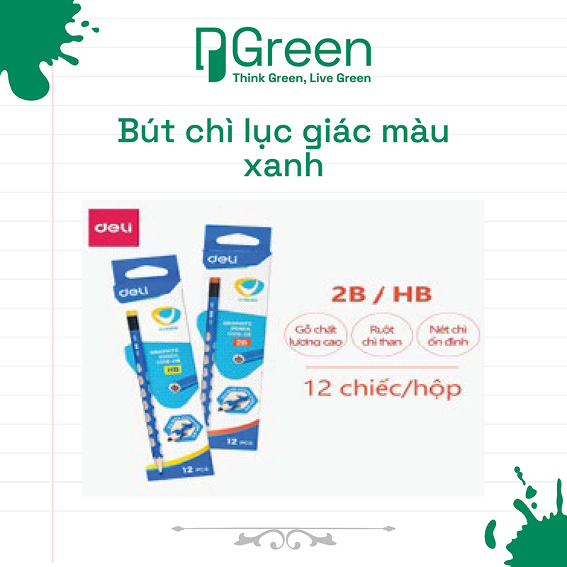 Bút chì lục giác màu xanh