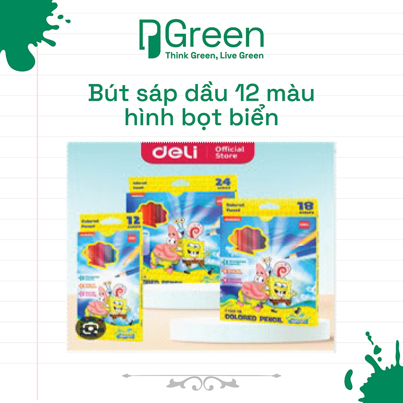 Bút sáp dầu 12 màu hình bọt biển