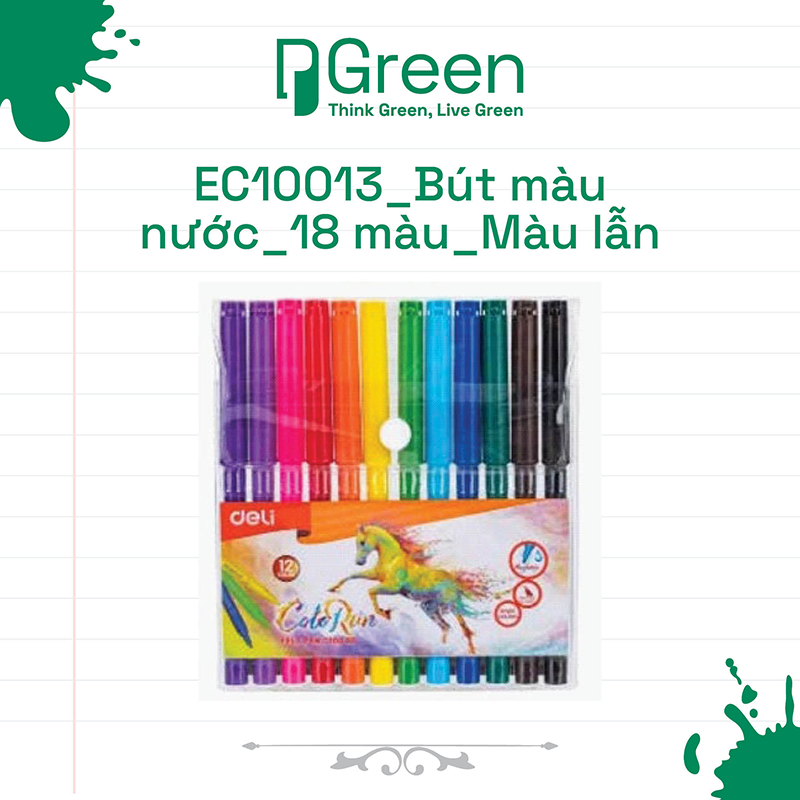 EC10013_Bút màu nước_18 màu_Màu lẫn