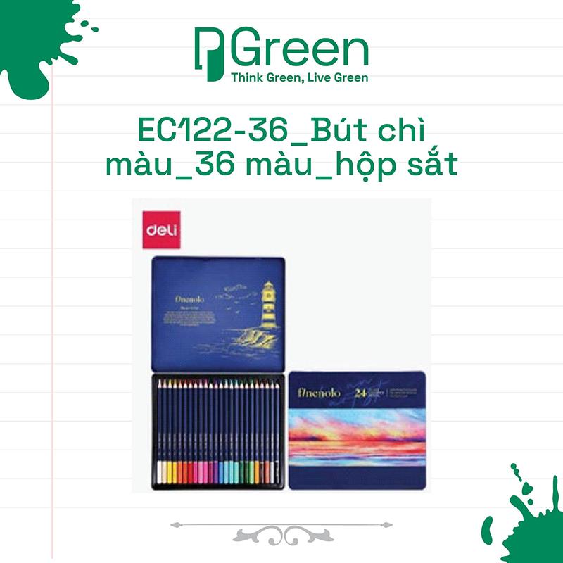 EC122-36_Bút chì màu_36 màu_hộp sắt