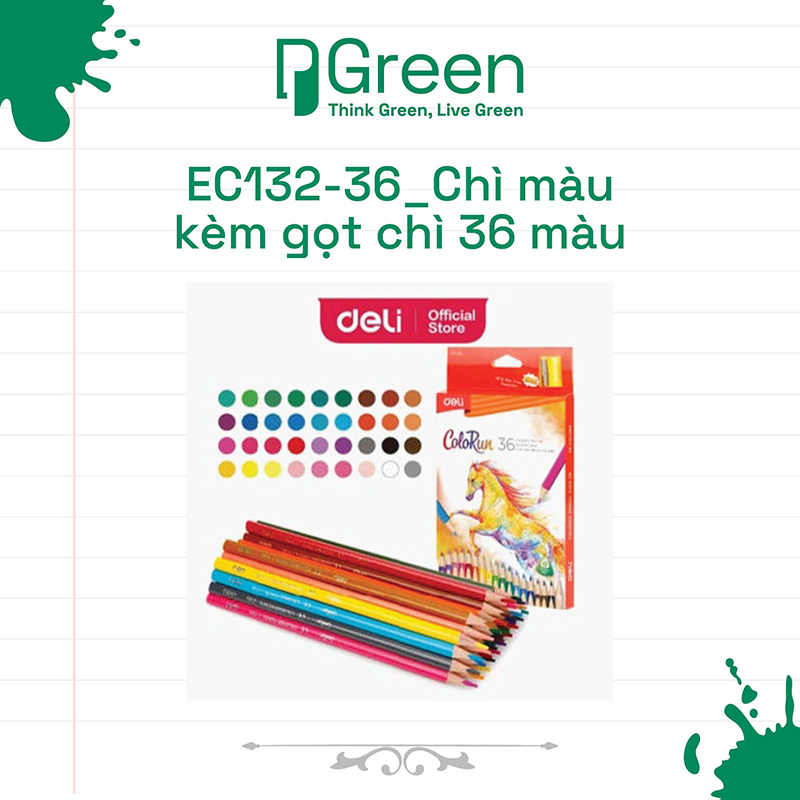 EC132-36_Chì màu kèm gọt chì 36 màu