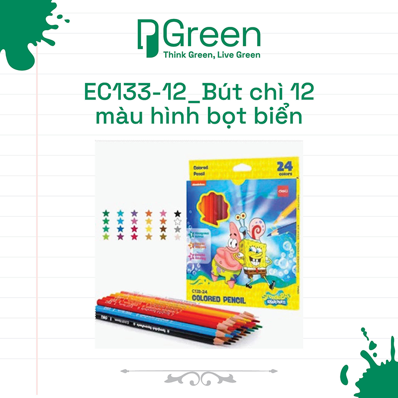 EC133-12_Bút chì 12 màu hình bọt biển
