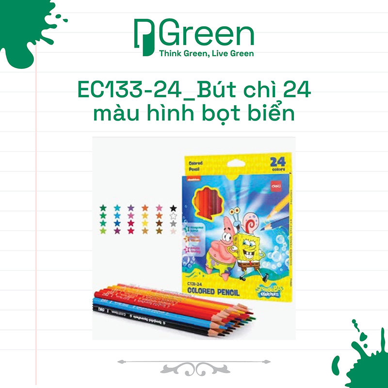 EC133-24_Bút chì 24 màu hình bọt biển