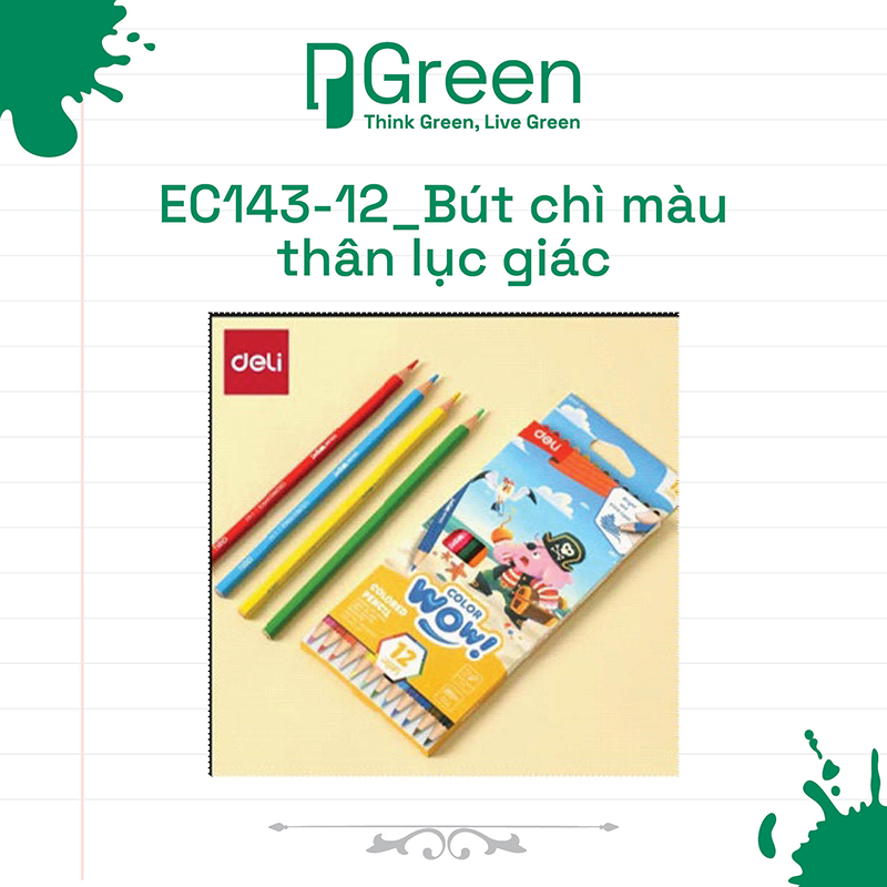 EC143-12_Bút chì màu thân lục giác