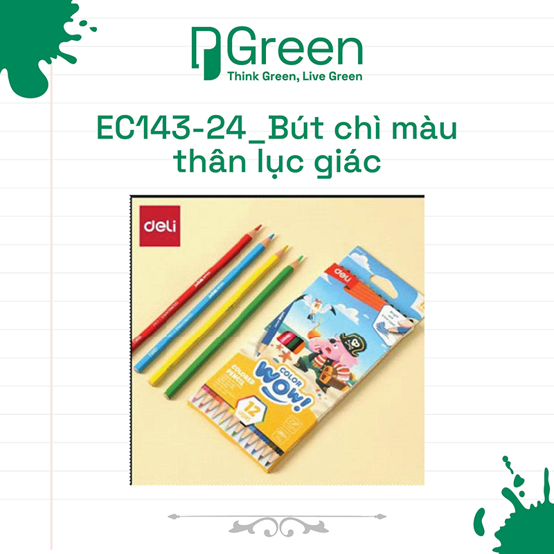 EC143-24_Bút chì màu thân lục giác