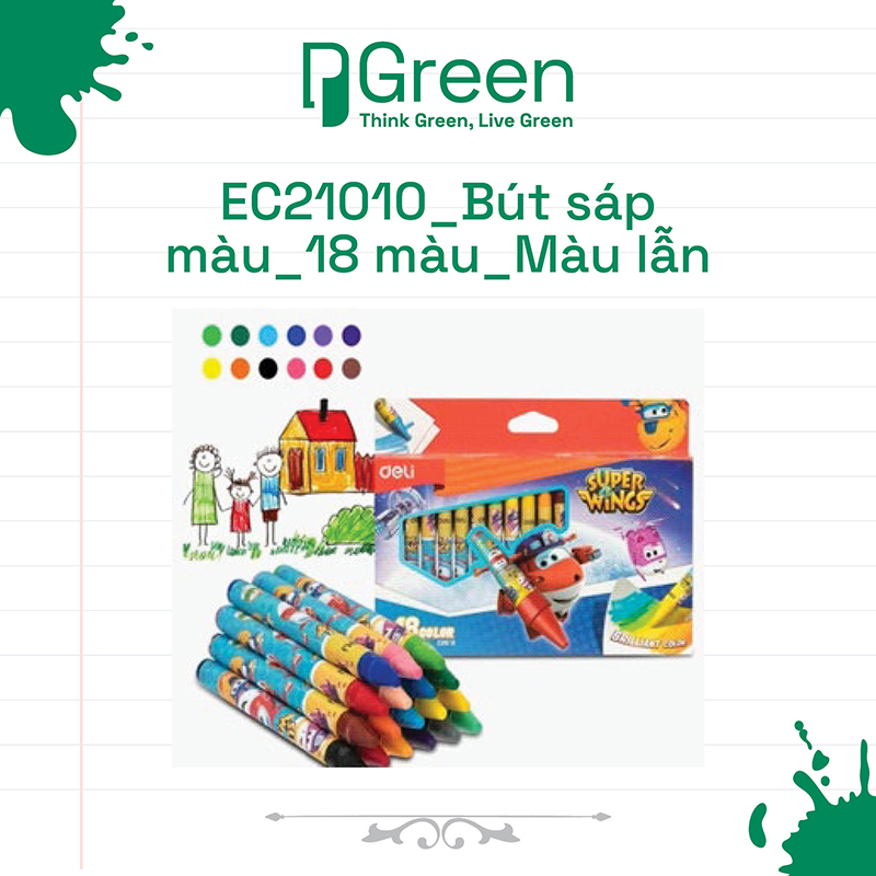 EC21010_Bút sáp màu_18 màu_Màu lẫn