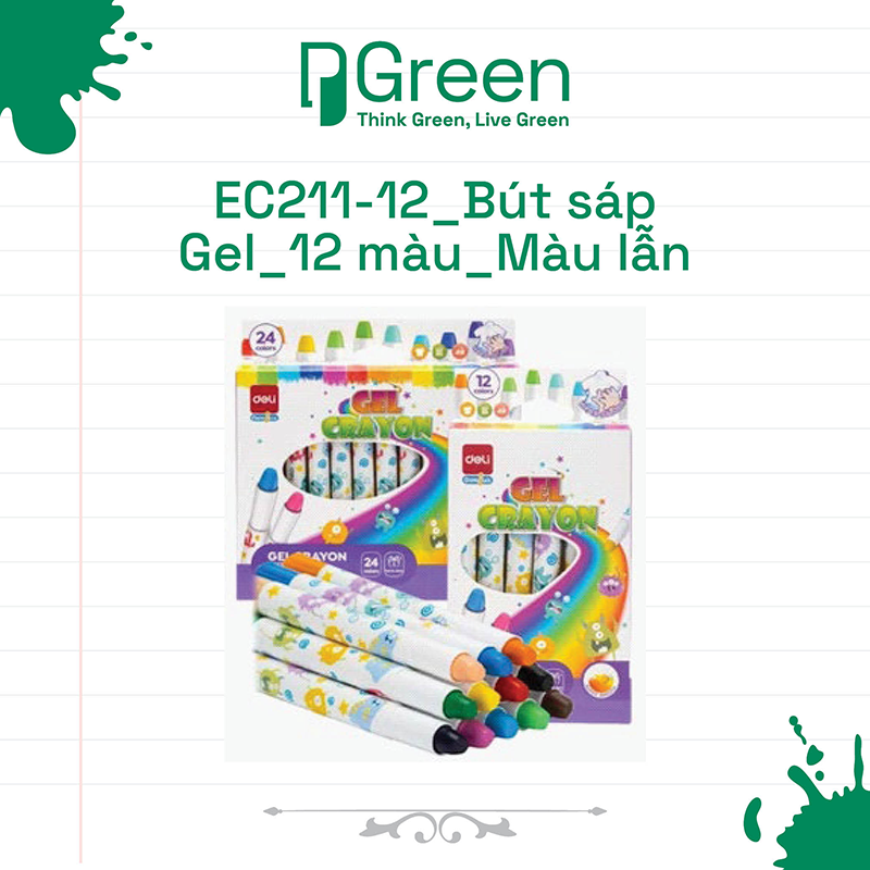 EC211-12_Bút sáp Gel_12 màu_Màu lẫn