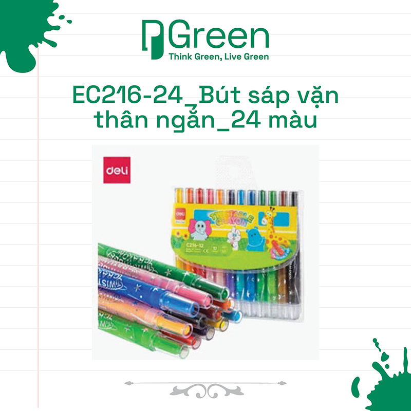 EC216-24_Bút sáp vặn thân ngắn_24 màu