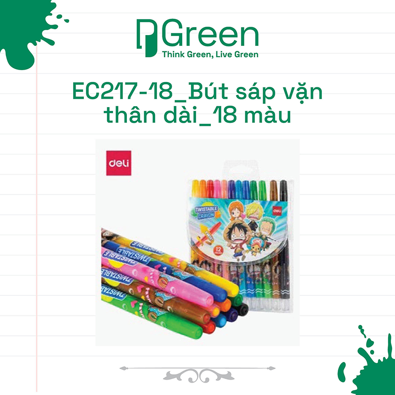 EC217-18_Bút sáp vặn thân dài_18 màu