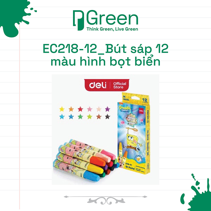 EC218-12_Bút sáp 12 màu hình bọt biển