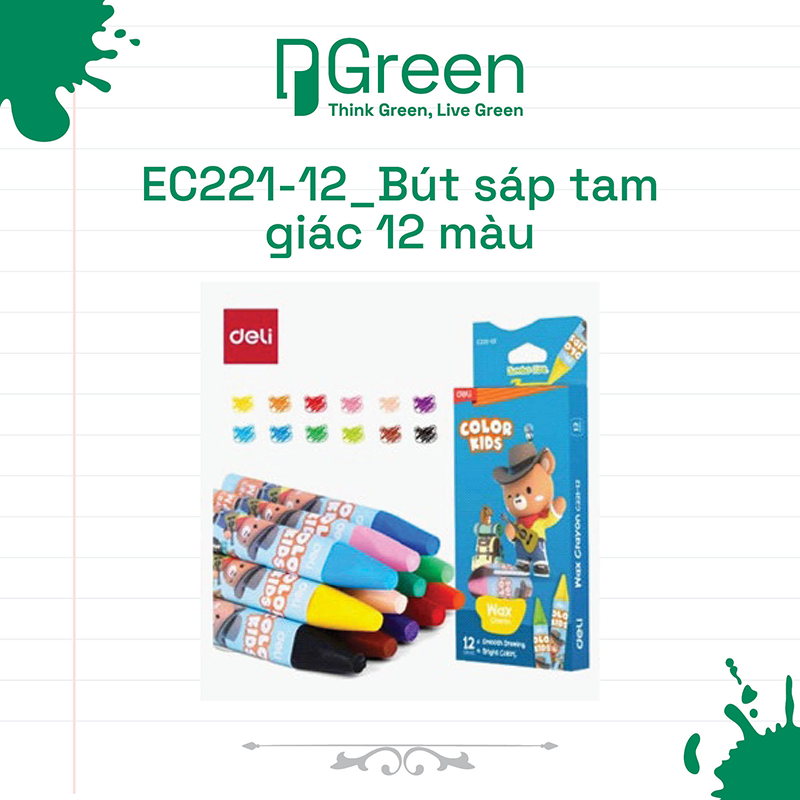 EC221-12_Bút sáp tam giác 12 màu