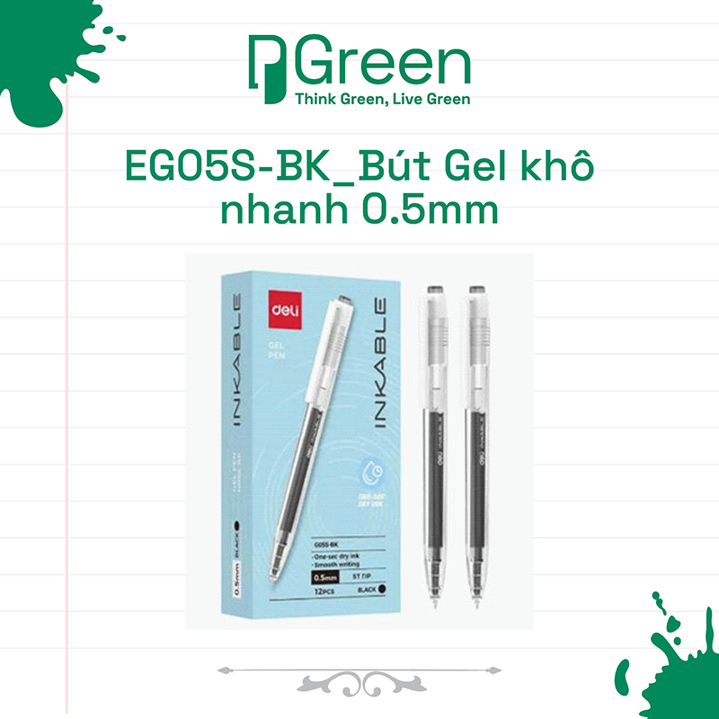 EG05S-BK_Bút Gel khô nhanh 0.5mm