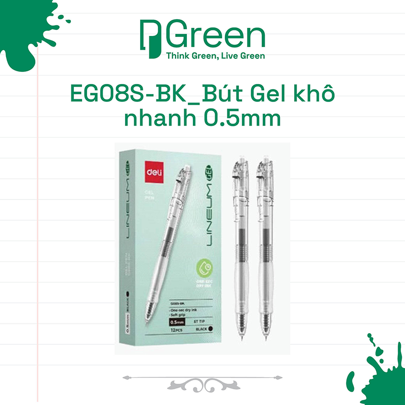 EG08S-BK_Bút Gel khô nhanh 0.5mm