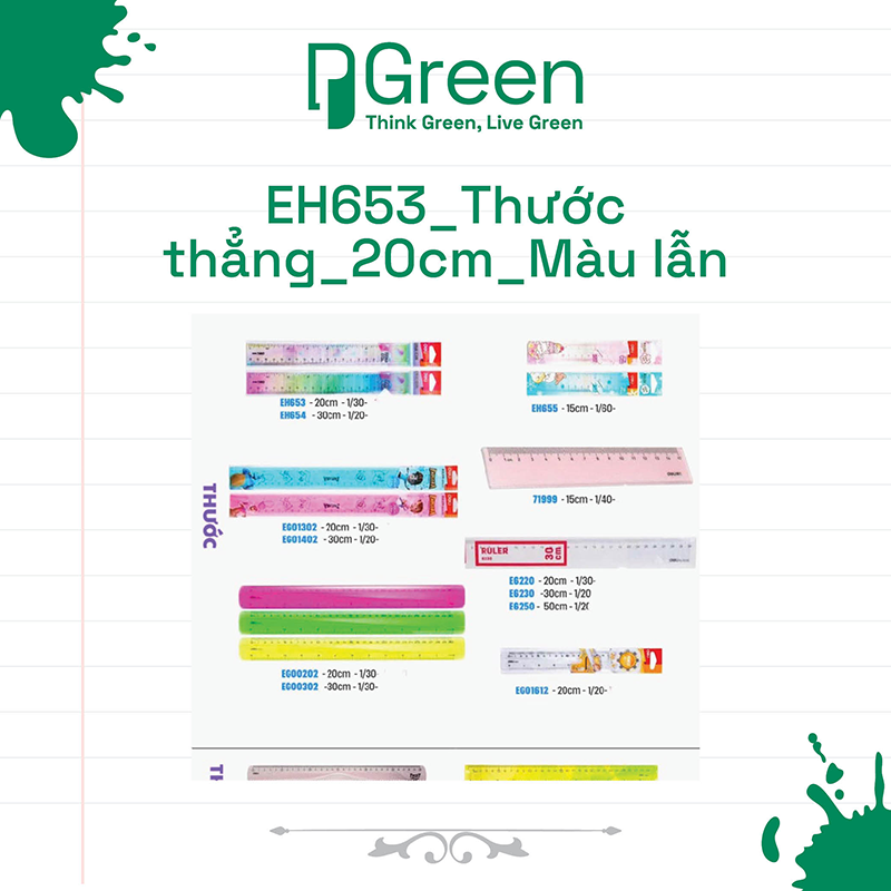 EH653_Thước thẳng_20cm_Màu lẫn