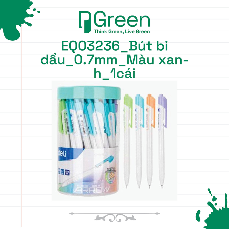 EQ03236_Bút bi dầu_0.7mm_Màu xanh_1cái
