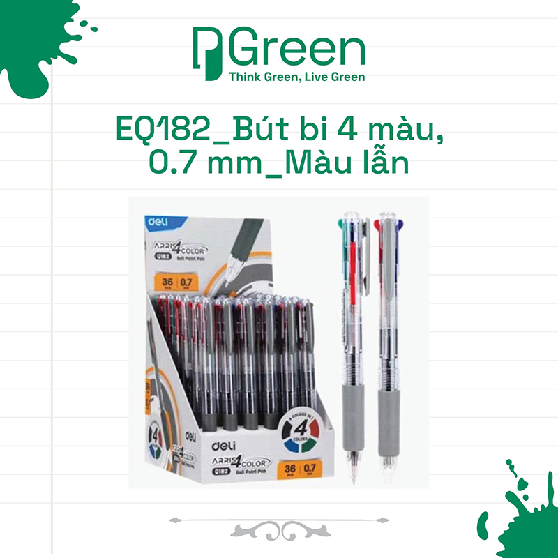 EQ182_Bút bi 4 màu, 0.7 mm_Màu lẫn