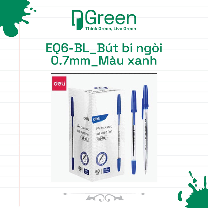 EQ6-BL_Bút bi ngòi 0.7mm_Màu xanh
