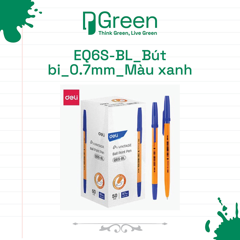 EQ6S-BL_Bút bi_0.7mm_Màu xanh