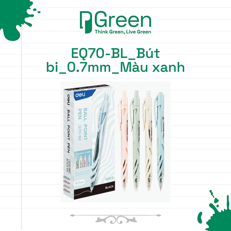 EQ70-BL_Bút bi_0.7mm_Màu xanh