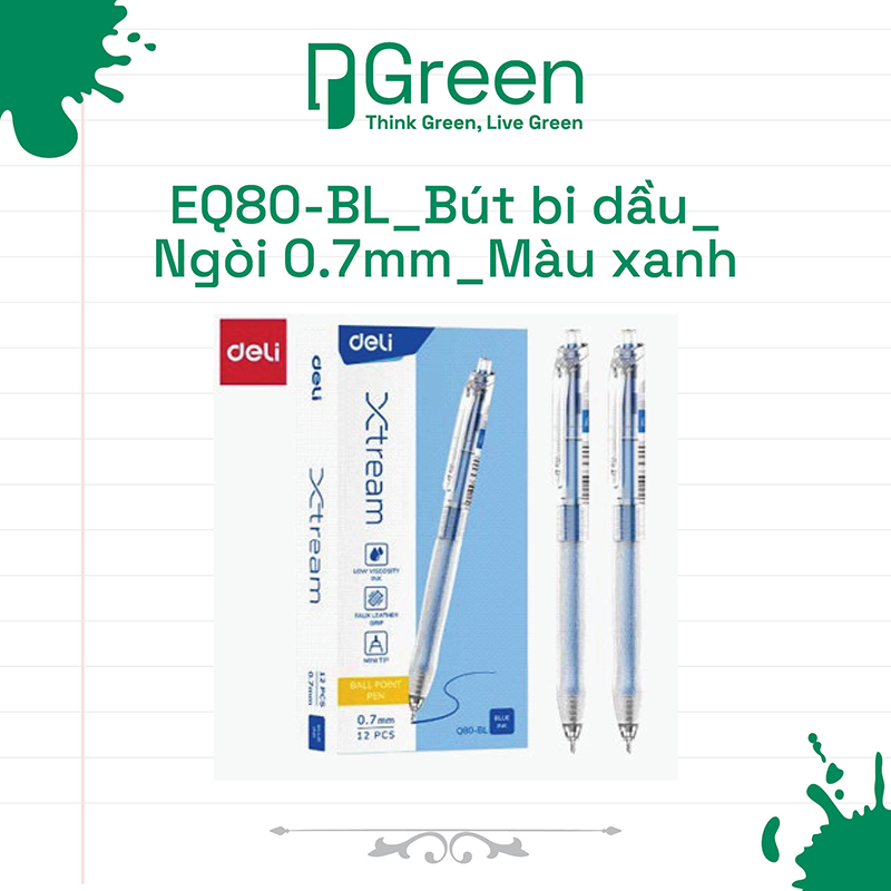EQ80-BL_Bút bi dầu_Ngòi 0.7mm_Màu xanh