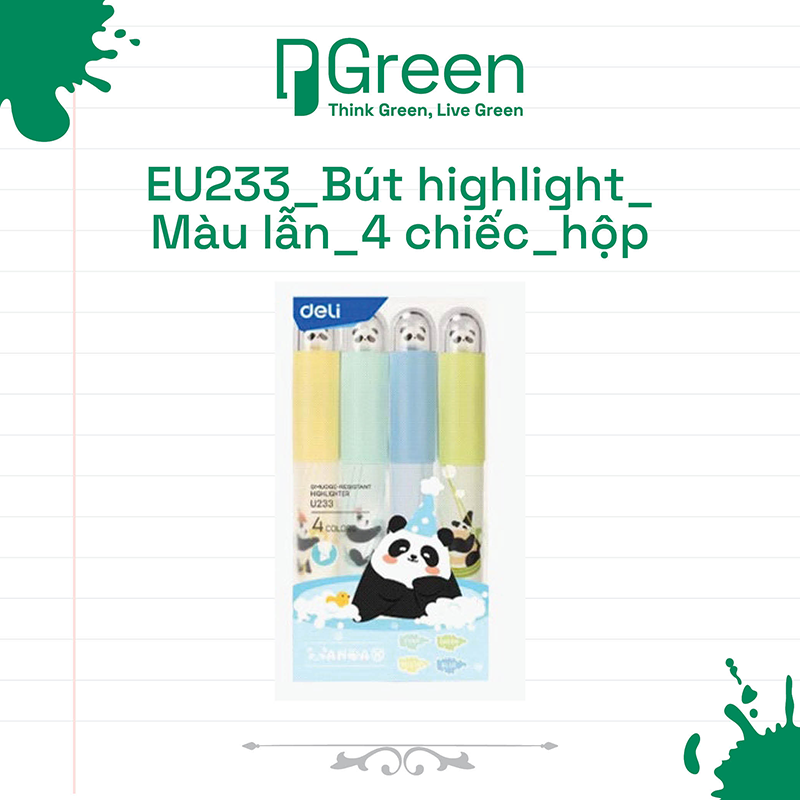 EU233_Bút highlight_Màu lẫn_4 chiếc_hộp