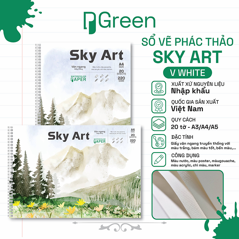 Sổ vẽ Sky Art White (220gsm)