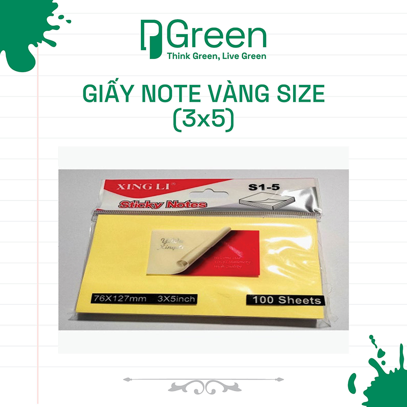 GIẤY NOTE VÀNG SIZE (3x5)