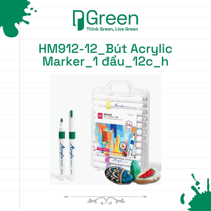 HM912-12_Bút Acrylic Marker_1 đầu_12c_h