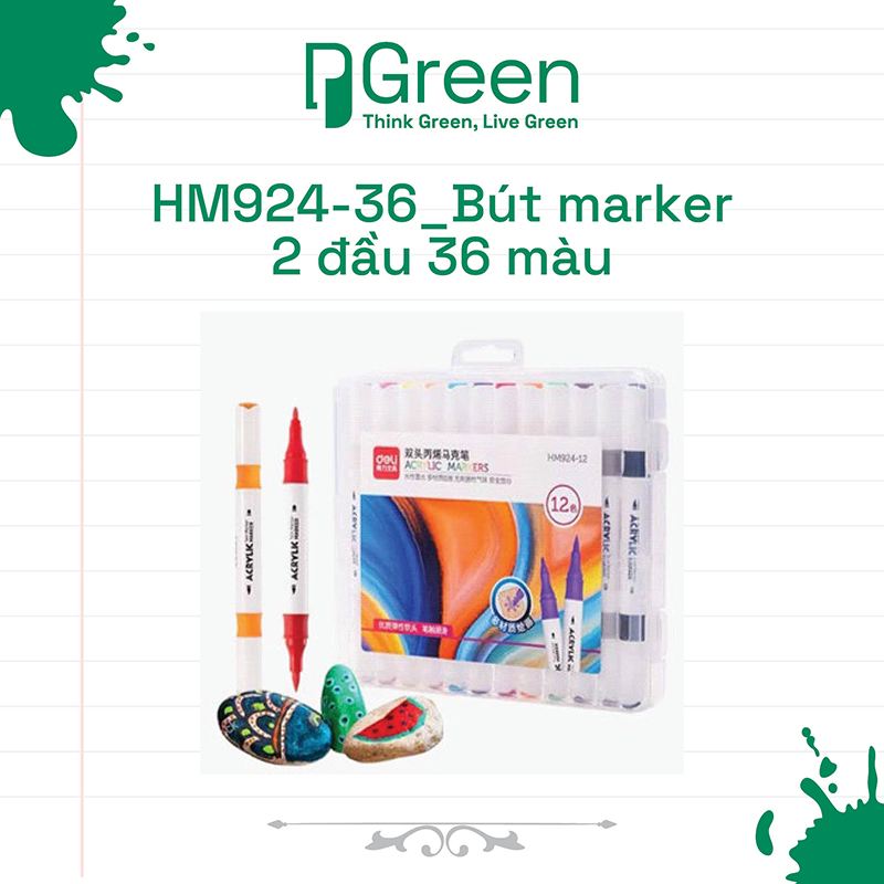 HM924-36_Bút marker 2 đầu 36 màu