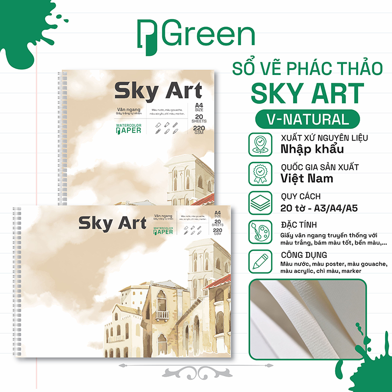 Sổ vẽ Sky Art Natural (220gsm)