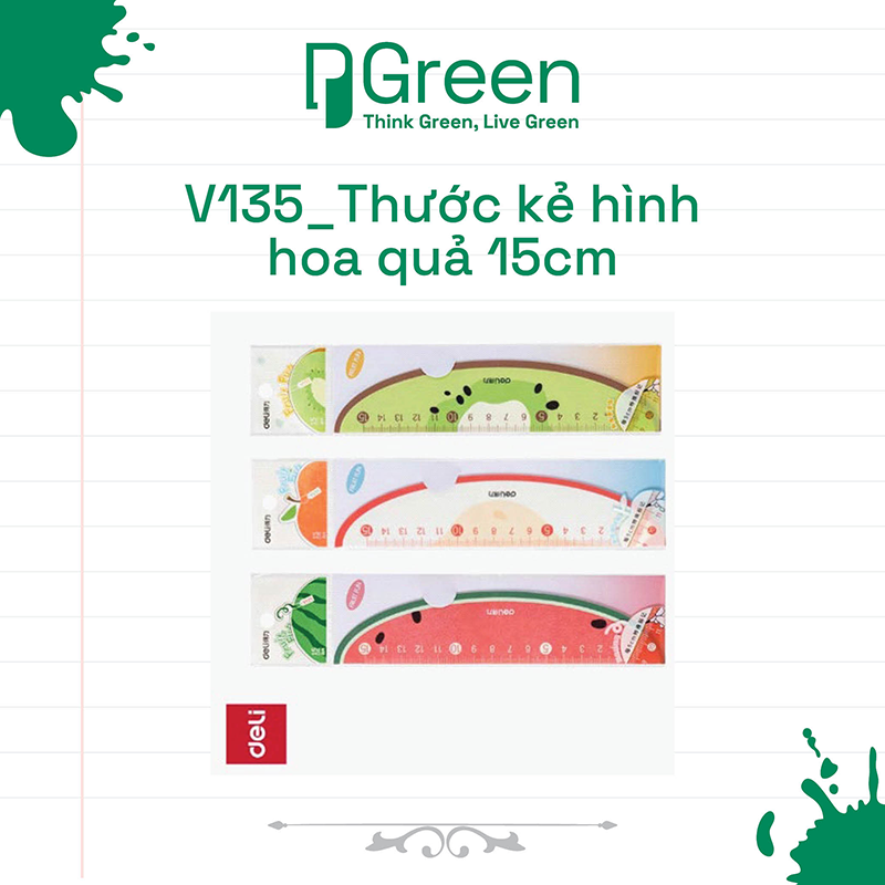 V135_Thước kẻ hình hoa quả 15cm