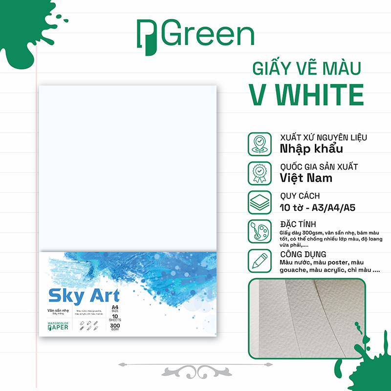 Tệp giấy vẽ Sky Art White (300gsm)