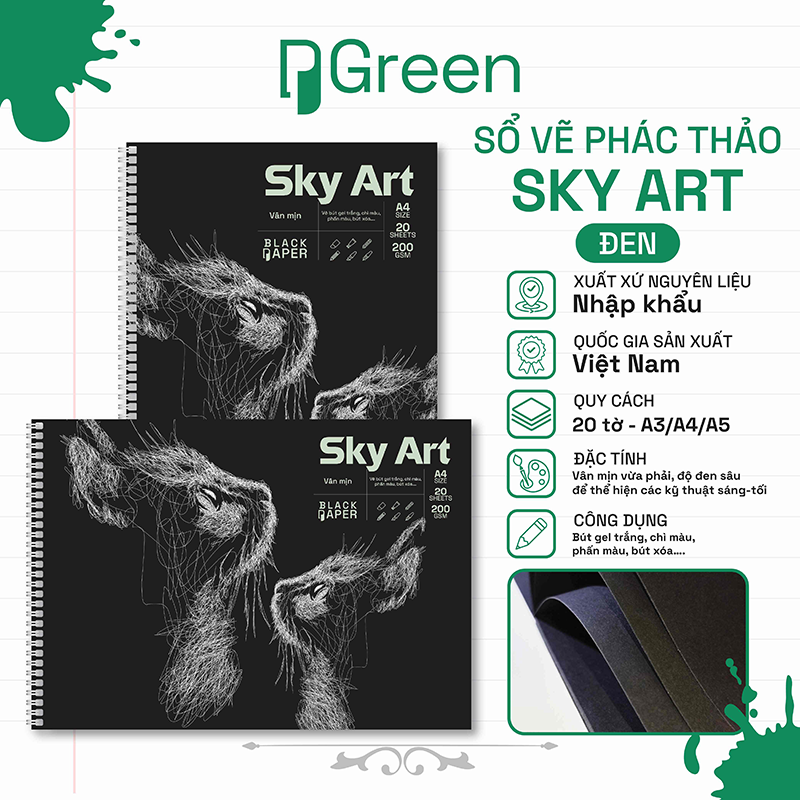 Sổ vẽ Sky Art Đen (200gsm)