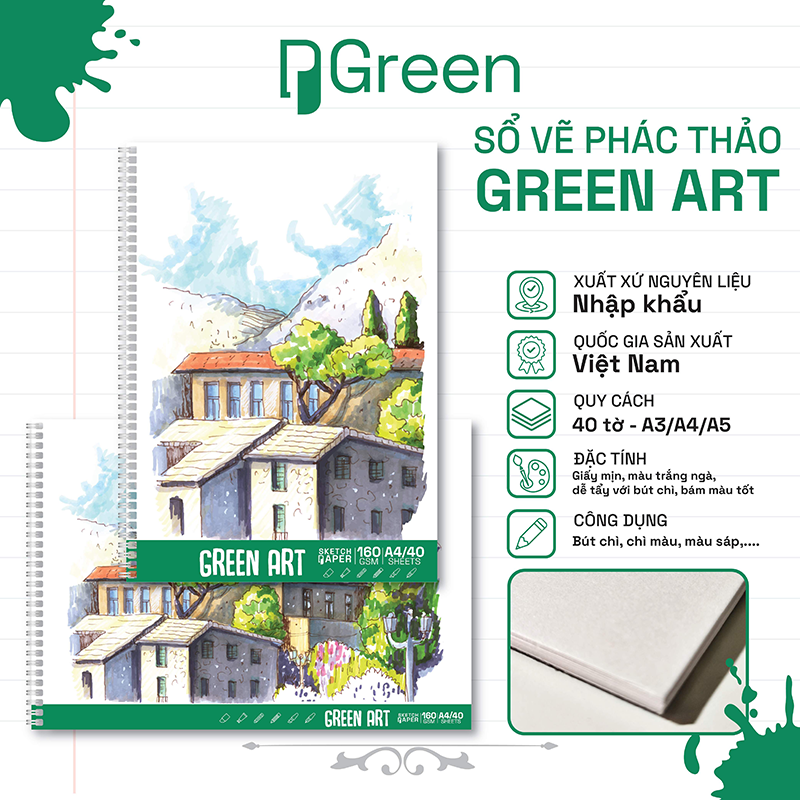 Sổ vẽ Green Art (160gsm & 180gsm)