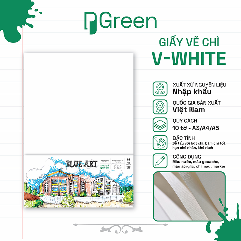 Tệp giấy vẽ Blue Art White (100gsm)