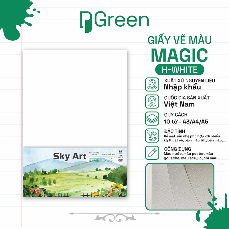 Tệp giấy vẽ Sky Art H White (250gsm)