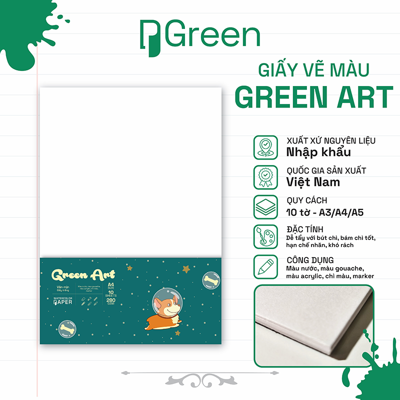 Tệp giấy vẽ Green Art (280gsm)