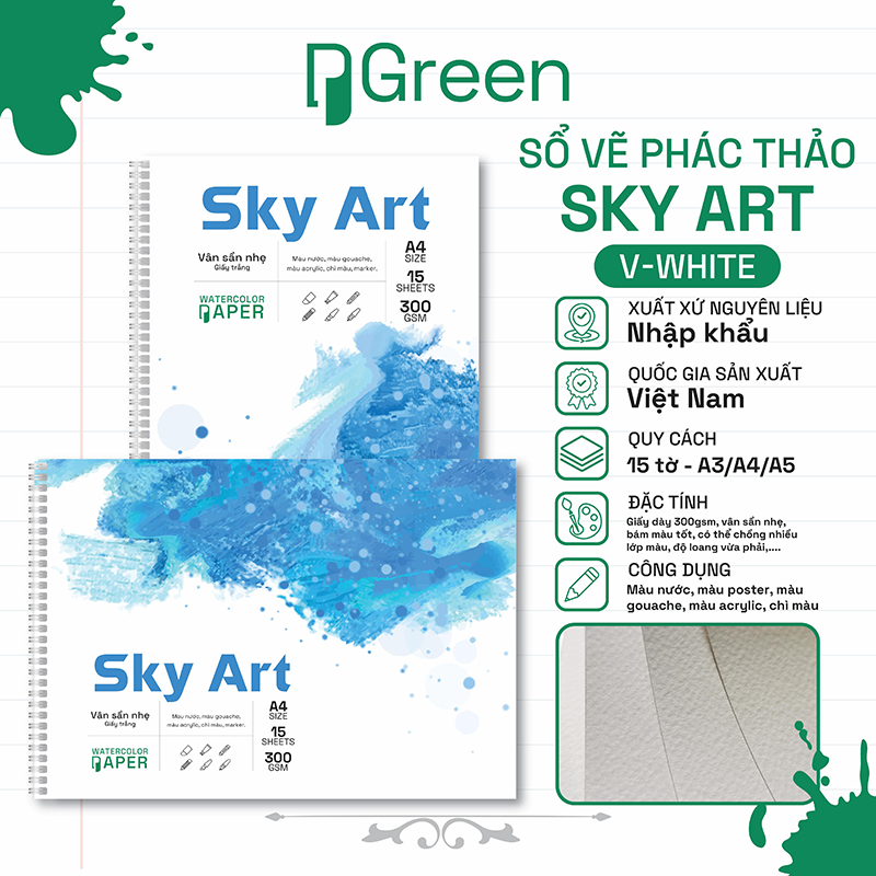 Sổ vẽ Sky Art White (300gsm)