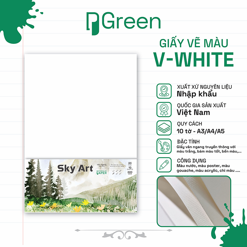 Tệp giấy vẽ Sky Art White (220gsm)