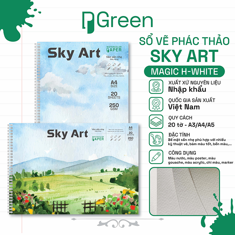 Sổ vẽ Sky Art H White (250gsm)