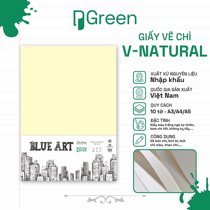 Tệp giấy vẽ Blue Art Natural (100gsm)